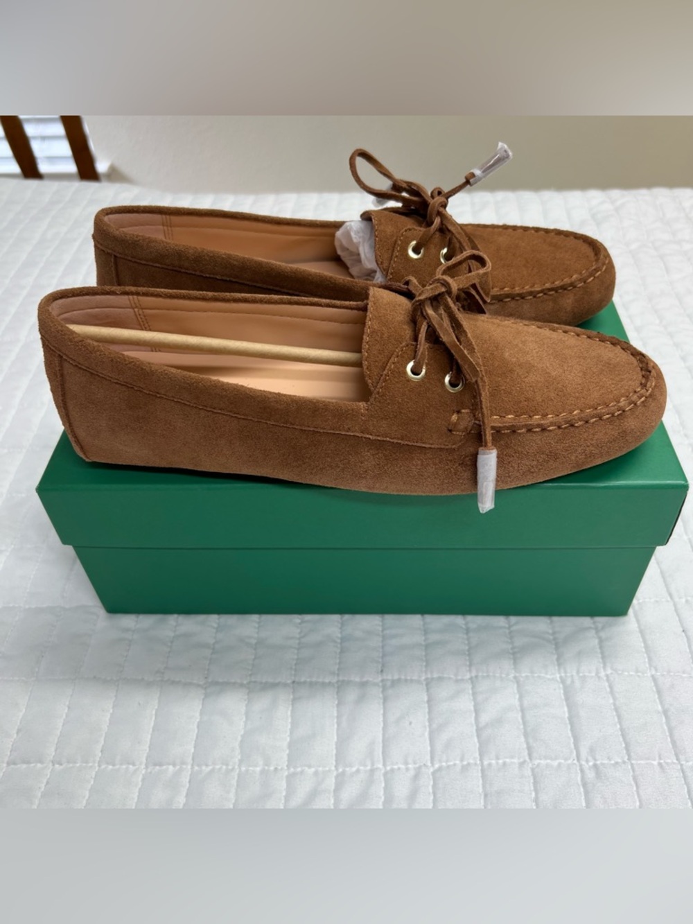 J. Crew Suede Driving Loafers English Saddle Brown Size 10.5 New - Picture 4 of 10